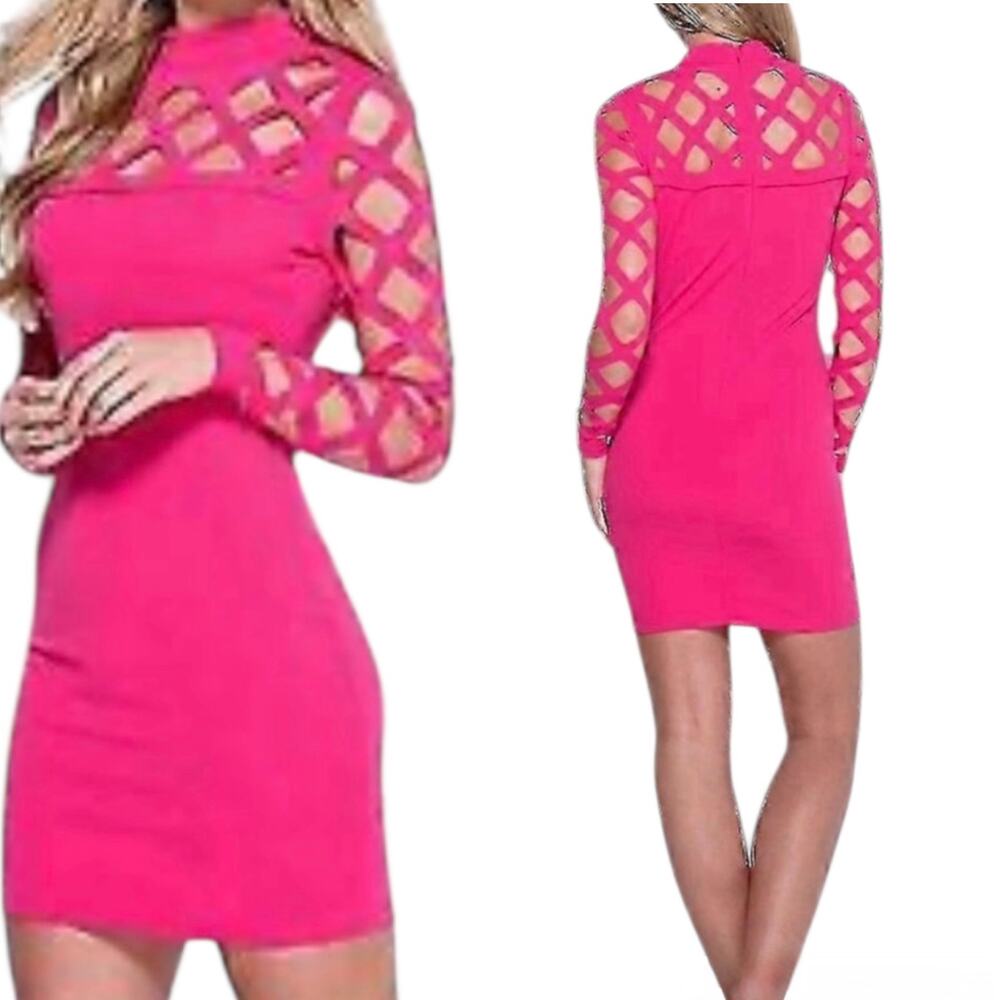 163. Ka Ann Boutique Laser Cut Full Sleeved Mini Dress Size S